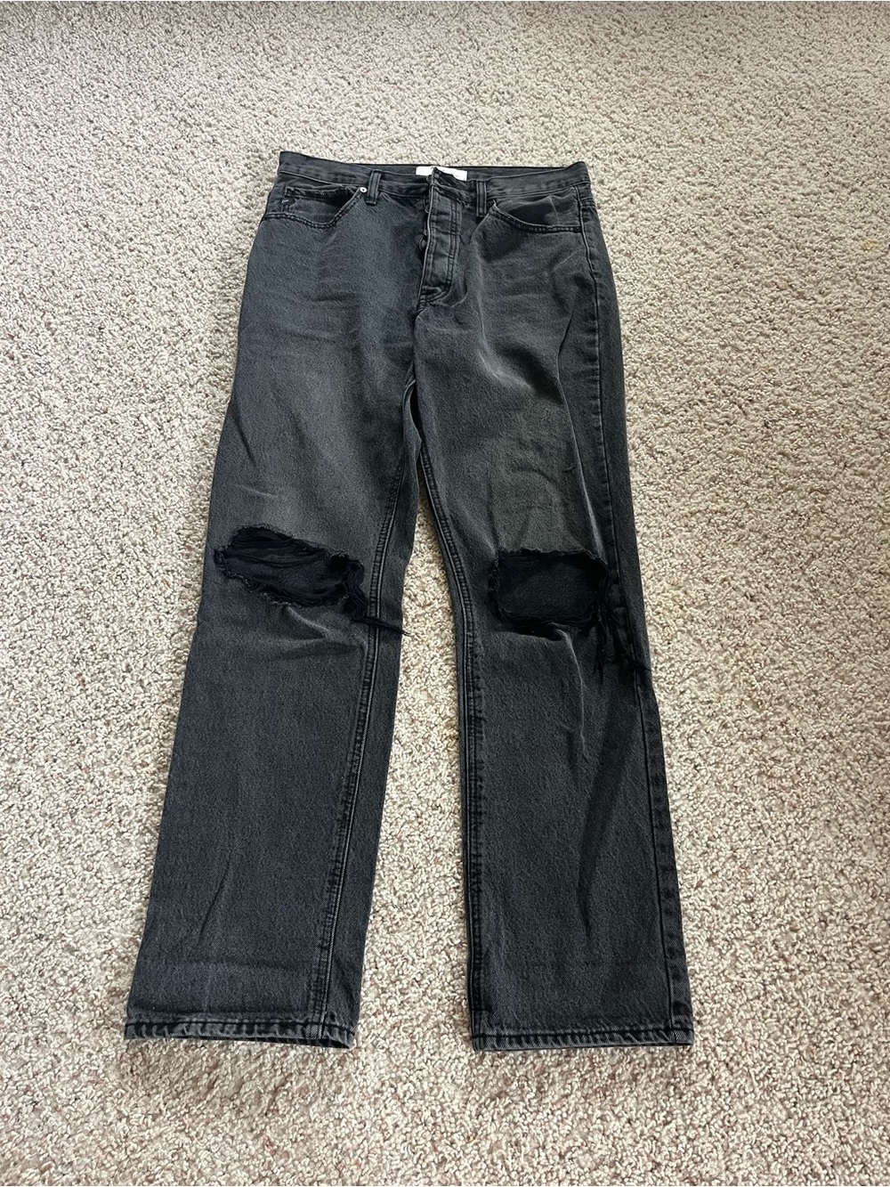 KanCan Black Straight Women’s Jeans with Knee Rips